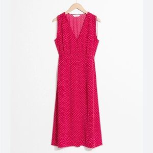 & OTHER STORIES Drawstring Shoulder Midi Dress in red size 4